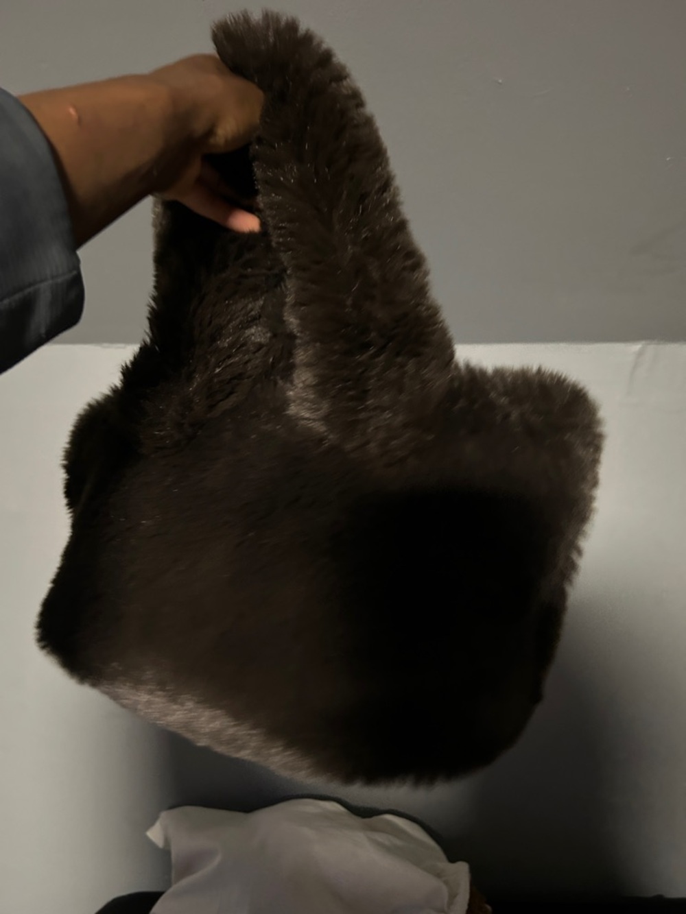 SKIMS Chocolate Brown Faux Fur Tote
